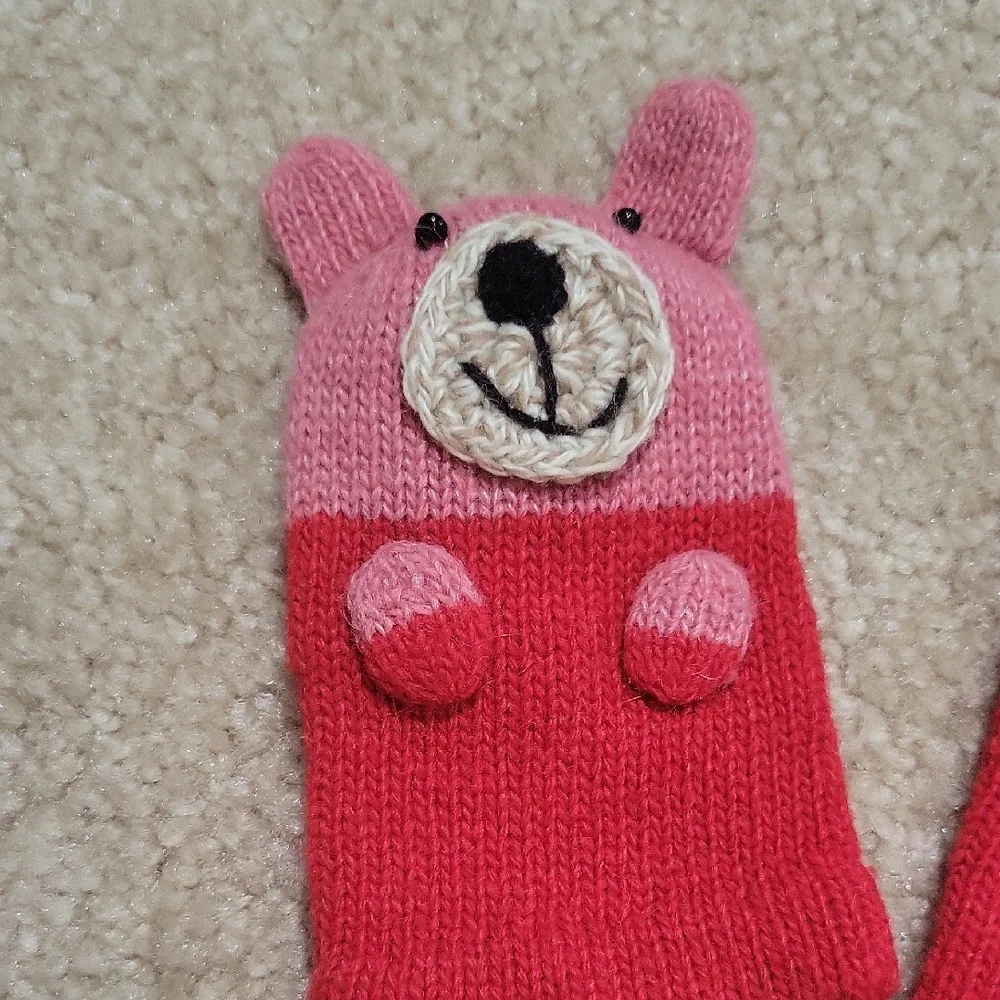Free With Any Other Item! The North Face Pink and Red Bear Mittens